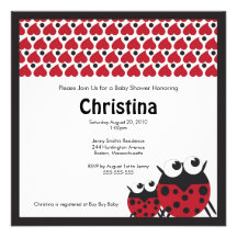 Hearts and Ladybugs Baby Shower Invitation