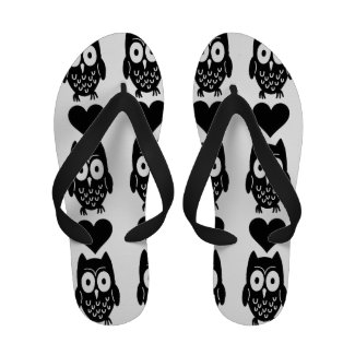 Hearts and Owls Flip Flops