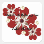 Hearts and Pearls Bookplate Sticker