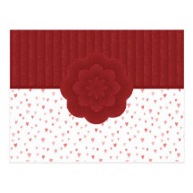 Hearts and Red Damask Postcard