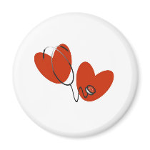 Hearts and Stethoscope Fridge Magnet