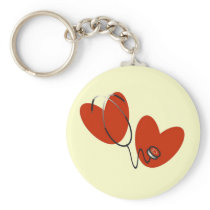 Hearts and Stethoscope T-shirts and Gifts Keychain