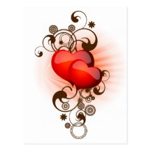 Hearts-and-Swirls Postcard