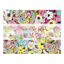 Hearts and Wild Flowers Save The Date Post Cards