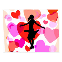 Hearts ballroom dancer postcard