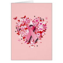HEARTS, BUTTERFLIES AND PINK RIBBON CARD