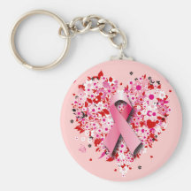 HEARTS, BUTTERFLIES AND PINK RIBBON KEYCHAINS