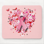 HEARTS, BUTTERFLIES AND PINK RIBBON mousepads