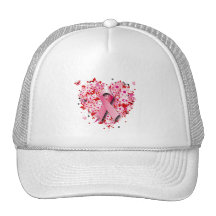 HEARTS, BUTTERFLIES AND PINK RIBBON TRUCKER HATS