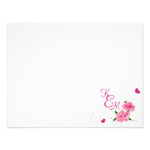 Hearts & Flowers  Monogram Notecard Custom Announcement