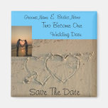 Hearts in Sand Romantic photo save the date magnet