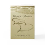 Hearts In The Sand Wedding Announcement Card