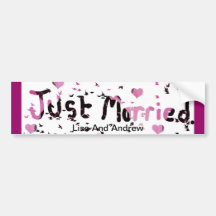 "Hearts "Just Married Car Bumper sticker"*