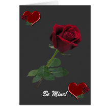 Hearts Long Stem Red Rose Cards