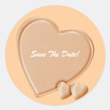 Hearts save the date round sticker