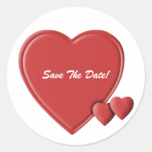 Hearts save the date round sticker