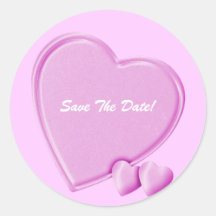 Hearts save the date round sticker