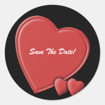 Hearts save the date round stickers