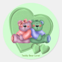 Hearts Teddy Bear Love Round Sticker