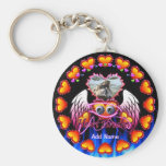 Hearts Trio in fire and angel wings Heart Breaker Key Chain