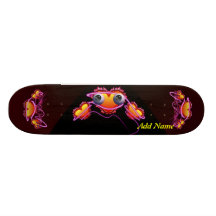 Hearts Trio with eyes in fire and angel wings Skateboard Deck