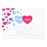 Hearts Wedding Invitation in Pink and Blue