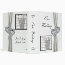 Hearts White Wedding Photo Album 3 Ring Binder