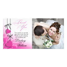 Heartstrings Photo Thank You fuschia Personalized Photo Card
