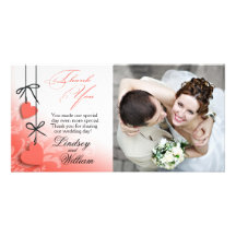 Heartstrings Photo Thank You peach Photo Card Template