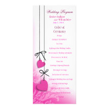 Heartstrings Wedding Program fuschia Invites