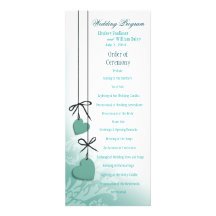 Heartstrings Wedding Program mint Personalized Announcement