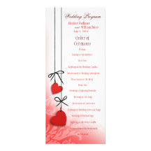 Heartstrings Wedding Program red Custom Invitations