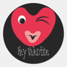 hearty, Hey Valentine Round Stickers