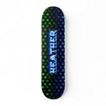 Heather blue fire Skatersollie skateboard.