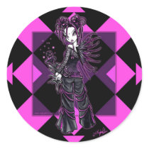 "Heather" Gothic Pink Flower Fairy Stickers