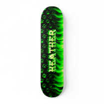 Heather green fire Skatersollie skateboard.