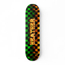 Heather skateboard fire and flames design