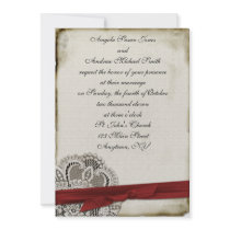 Heather Vintage Lace Red Invitation
