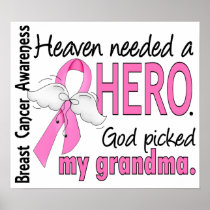 Heaven Needed A Hero Grandma Breast Cancer Print