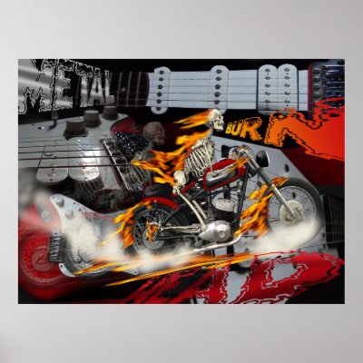 Heavy Metal Bike Rider Burn Poster by Funkart