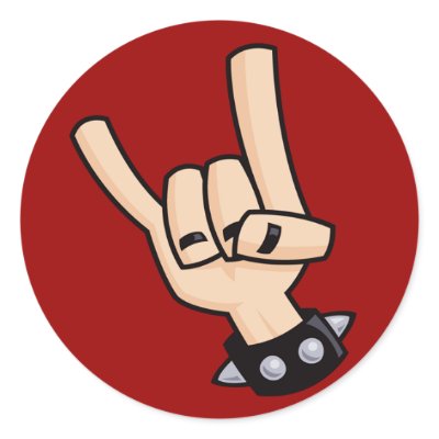 Heavy metal hand sign round sticker by fizzgig