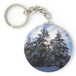Heavy Snow on Pine Trees Keychain