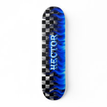 hector skateboard blue fire and flames design