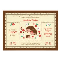 Hedgehog Family Unisex Baby Shower Invitation invitations