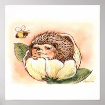 Hedgehog Flower Baby Posters