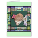 Hedgehog in stained glass style frame cards