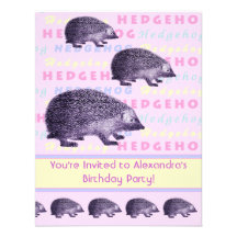 Hedgehog Little Girl's Birthday Party Invitation