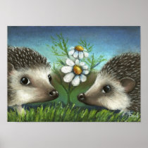 Hedgehogs on a date print
