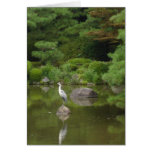 Heian Jingu Temple Garden, Heron, Kyoto Japan Greeting Cards