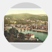 Heidelberg, vu du Philosophenweg, Baden, G Adhésif Rond